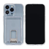 iPhone 14 Pro Max Deksel with Stand Card Holder Transparent