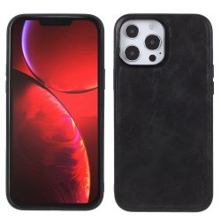 iPhone 14 Pro Deksel Skinntekstur Svart