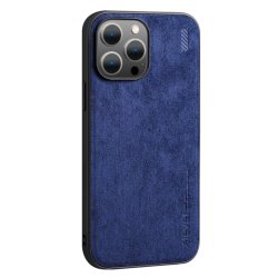 iPhone 14 Pro Deksel Semsket skinn tekstur Blå