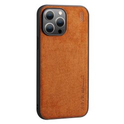 iPhone 14 Pro Deksel Semsket skinn tekstur Brun