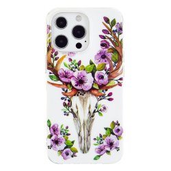 iPhone 14 Pro Deksel Motiv Blomster Og Hjort