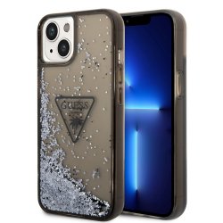 iPhone 14 Deksel Liquid Glitter Translucent Svart