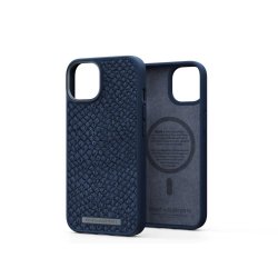 iPhone 14 Skal Salmon Leather Case MagSafe Blå