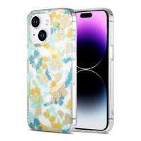 iPhone 14 Plus/iPhone 15 Plus Deksel Blomstermønster MagSafe Turkis