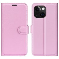 iPhone 15 Plus Etui Litchi Rosa
