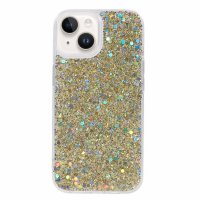 iPhone 15 Plus Deksel Glitterpaljetter Gull
