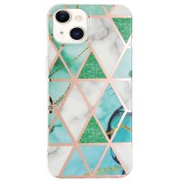 iPhone 15 Plus Deksel Marmormønster Grønn Hvit