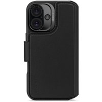 iPhone 16 Etui Leather Detachable Wallet Svart