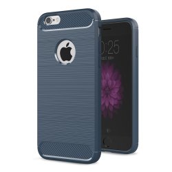 iPhone 6/6S Plus Deksel Børstet Karbonfibertekstur Blå
