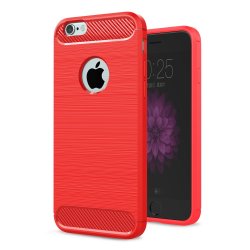 iPhone 6/6S Plus Deksel Børstet Karbonfibertekstur Rød