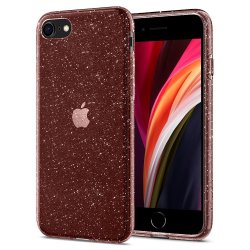 iPhone 7/8/SE 2020 Deksel Liquid Crystal Glitter Rose Quartz