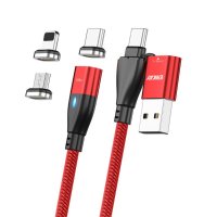 Kabel 6-in-1 USB-A/USB-C til Lightning/Micro USB/USB-C 100W 1m Rød