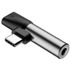 L41 USB Type-C till USB Type-C och 3.5mm Ljud Ut Svart Sølv