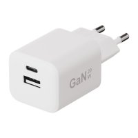 Lader 20W Double USB-C/USB-A GaN Hvit