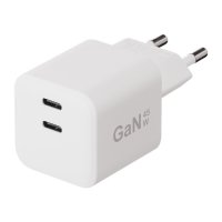 Lader 45W Double USB-C GaN Hvit