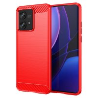 Motorola Edge 40 Neo Deksel Børstet Karbonfibertekstur Rød