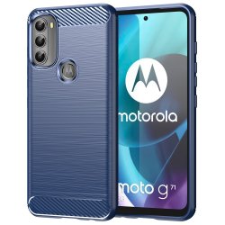 Motorola moto g71 5G Deksel Børstet Karbonfibertekstur Blå