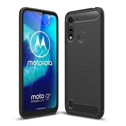 Motorola Moto G8 Power Lite Deksel Børstet Karbonfibertekstur Svart