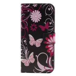 Nokia 5.1 Plus Plånboksetui PU-skinn Motiv Fjärilar och Blommor
