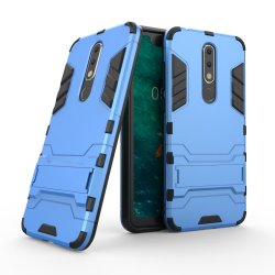 Nokia 5.1 Plus Deksel Armor Hardplast Stativfunksjon Ljusblå