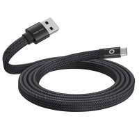 Flat Kabel Magnetic USB-A to USB-C 1m Svart