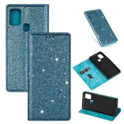 Samsung Galaxy A21s Etui Glitter Blå