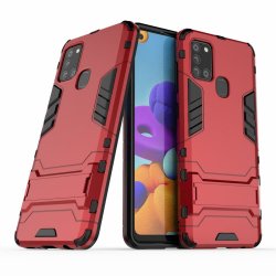 Samsung Galaxy A21s Deksel Armor Stativfunksjon Rød
