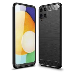 Samsung Galaxy A22 4G Deksel Børstet Karbonfibertekstur Svart
