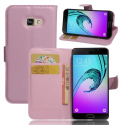 Samsung Galaxy A3 2017 Mobilplånbok Litchi PU-skinn Rosa