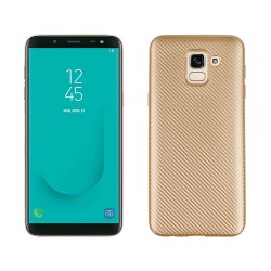 Samsung Galaxy J6 2018 MobilDeksel TPU Karbonfiberlook Gull