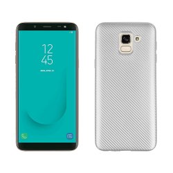 Samsung Galaxy J6 2018 MobilDeksel TPU Karbonfiberlook Sølv