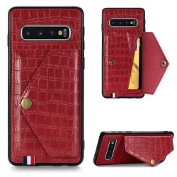 Samsung Galaxy S10 Deksel Krokodillemønster KortHolder Rød