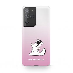 Samsung Galaxy S21 Ultra Deksel Choupette Transparent Rosa