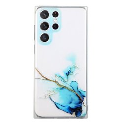 Samsung Galaxy S22 Ultra Deksel Marmormønster Blå