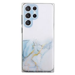 Samsung Galaxy S22 Ultra Deksel Marmormønster Lyse Blå