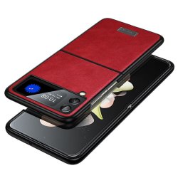 Samsung Galaxy Z Flip 4 Deksel Skinntekstur Rød