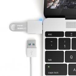 USB-C till USB-A 3.0 Adapter Sølv