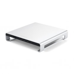 USB-C Aluminum Monitor Stand Hub för iMac, USB 3.0 portar, kortläsare och 3.5mm-uttag Sølv