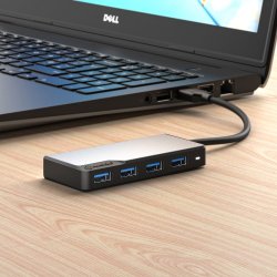 USB-A Fusion SWIFT 4-portars hub Space Grey
