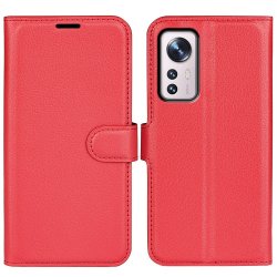 Xiaomi 12/12X Etui Litchi Rød