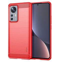 Xiaomi 12 Pro Deksel Børstet Karbonfibertekstur Rød