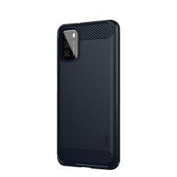 Xiaomi Poco M3 Deksel Børstet Karbonfibertekstur Blå