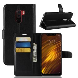 Xiaomi Pocophone F1 Plånboksetui Litchi Svart