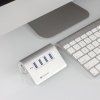 USB 3.0 Hubb av aluminium 4 portar Silver