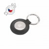 Apple AirTag Holder Real Leather Keychain Case Svart