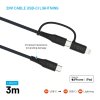 Kabel 2in1 USB-C/Lightning 60W 3m Svart