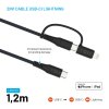 Kabel 2in1 USB-C/Lightning 60W 1.2m Svart