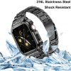 Apple Watch 44mm Armbånd med Deksel Rustfritt stål Svart