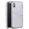 Enjoy Series Deksel till iPhone X/Xs HardPlast PU-skinn Rutnät Sølv