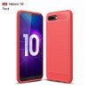 Huawei Honor 10 Deksel TPU Børstet och Karbonfiber Design Rød